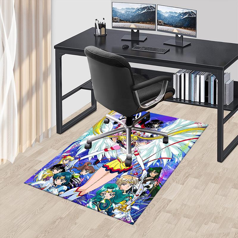 

1pc Sailor Moon Anime Chair Mat - Office Desk Rug with Sailor Moon Characters and Wings, Non-Slip Carpet for Home Decor, Suitable for All Seasons, Per 60cm by 90cm