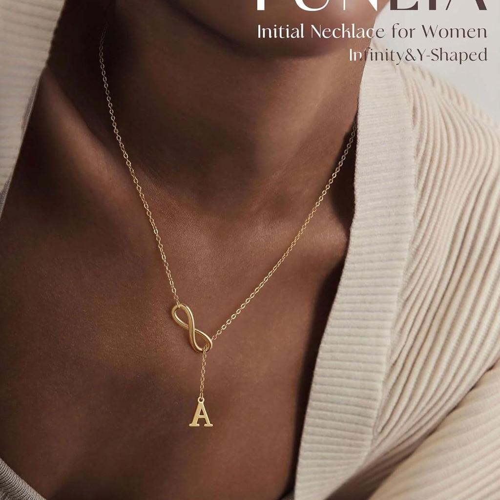 Gold-Plated Infinity A Pendant Necklace - Elegant European Fashion for Women