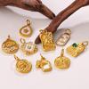 Stylish Gold Embossed Stainless Steel Pendant – Trendy European & American Jewelry Accessory