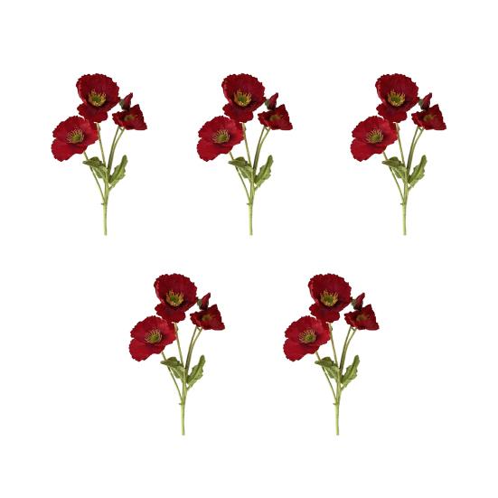 5 Pcs Artificial Flowers 4 Stems Faux Silk Flower Bouquet with 3 Bloosms And 1 Bud for Wedding Home Party Table Centerpiece Floral Arrangement