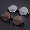 Half-frame Round Shape Reading Glasses Natural Crystal Glass Tired Eyesight Glasses Male High-definition Round Shape Brown Reading Glasses