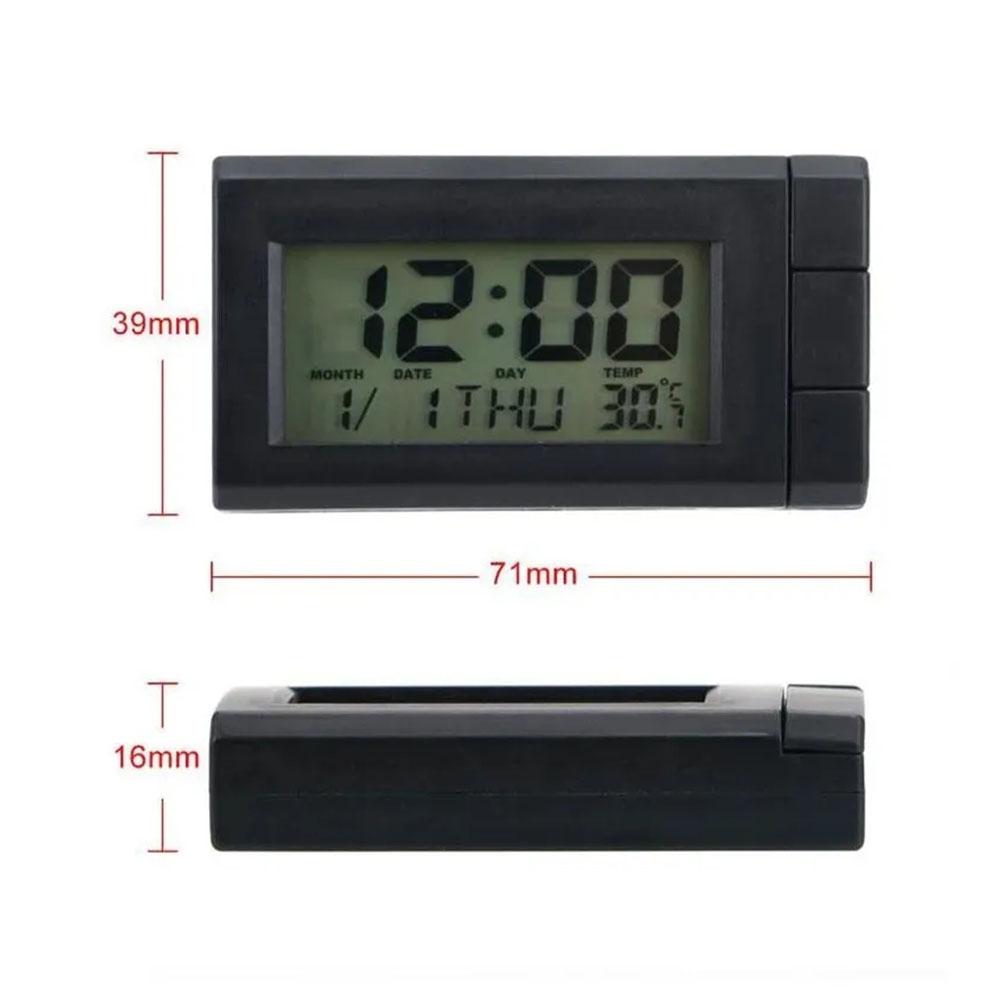 3 barvy Hodiny do auta Univerzální automobilové digitální hodiny 2 v 1 LCD displej Elektronická teplota Noctilucentní dekorace do auta