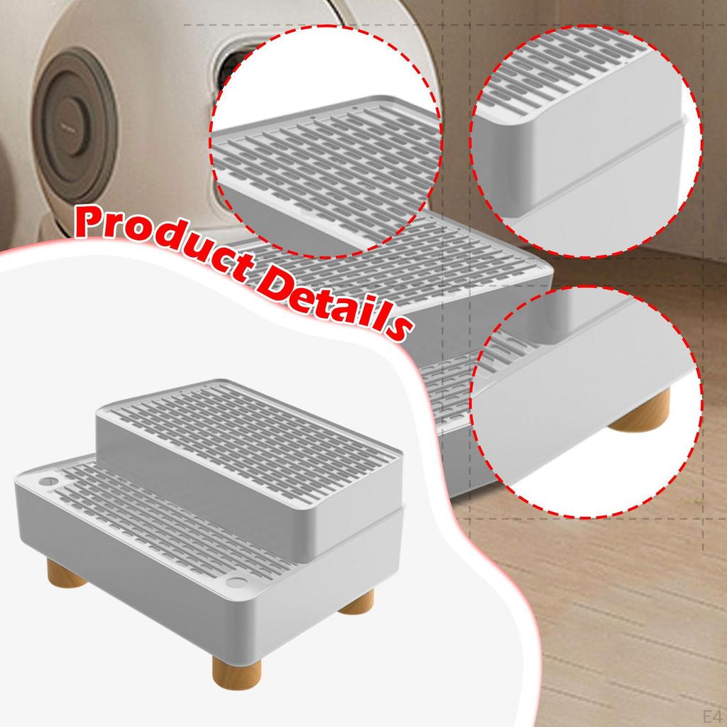 Ramp Cat Litter Stair with Non Slip Feet Detachable Washable Leakproof 2 Steps for Elderly Cats