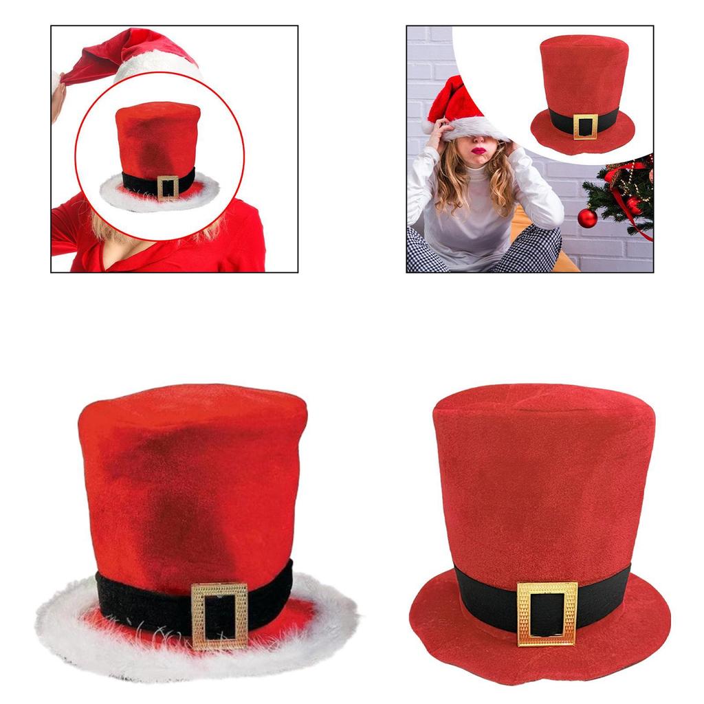 Christmas Top Hat Creative Decor Sturdy for Men Women Santa Claus Hat Xmas Hat for Cosplay Festivals Props Themed Party Dress up