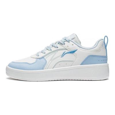 Li Ning Wheat Age Slip Resistant, Abrasion Resistant, Breathable Low Top Skateboard Shoes Women's White Blue AGCT148-4