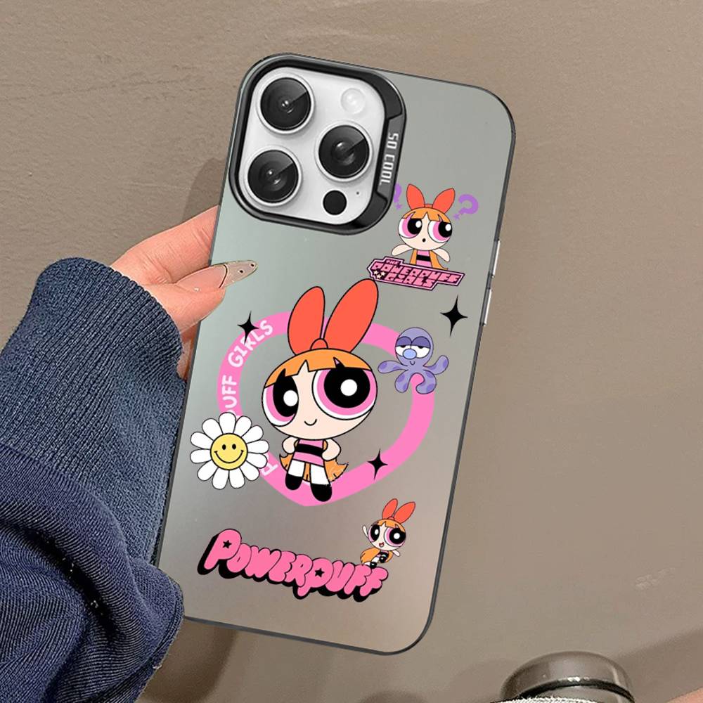 Cartoon Powerpuffs Girls Phone Case For IPhone 16 15 14 13 12 11 Pro Max X XR XSMAX 8 7 Plus Matte Shockproof Back Cover