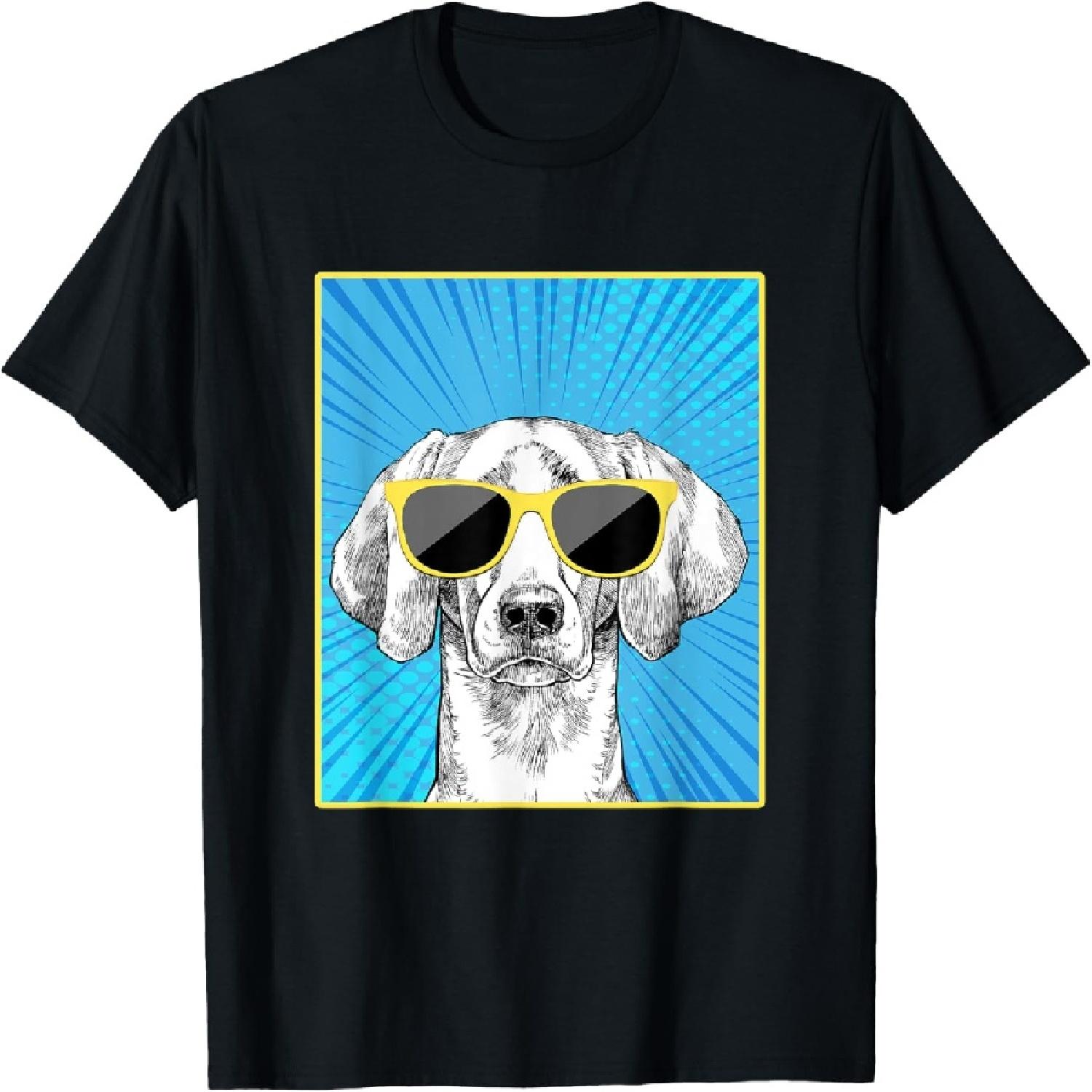 Weimaraner Portrait Pop Art Dog with Sunglasses T-Shirt XXXXXL разноцветный