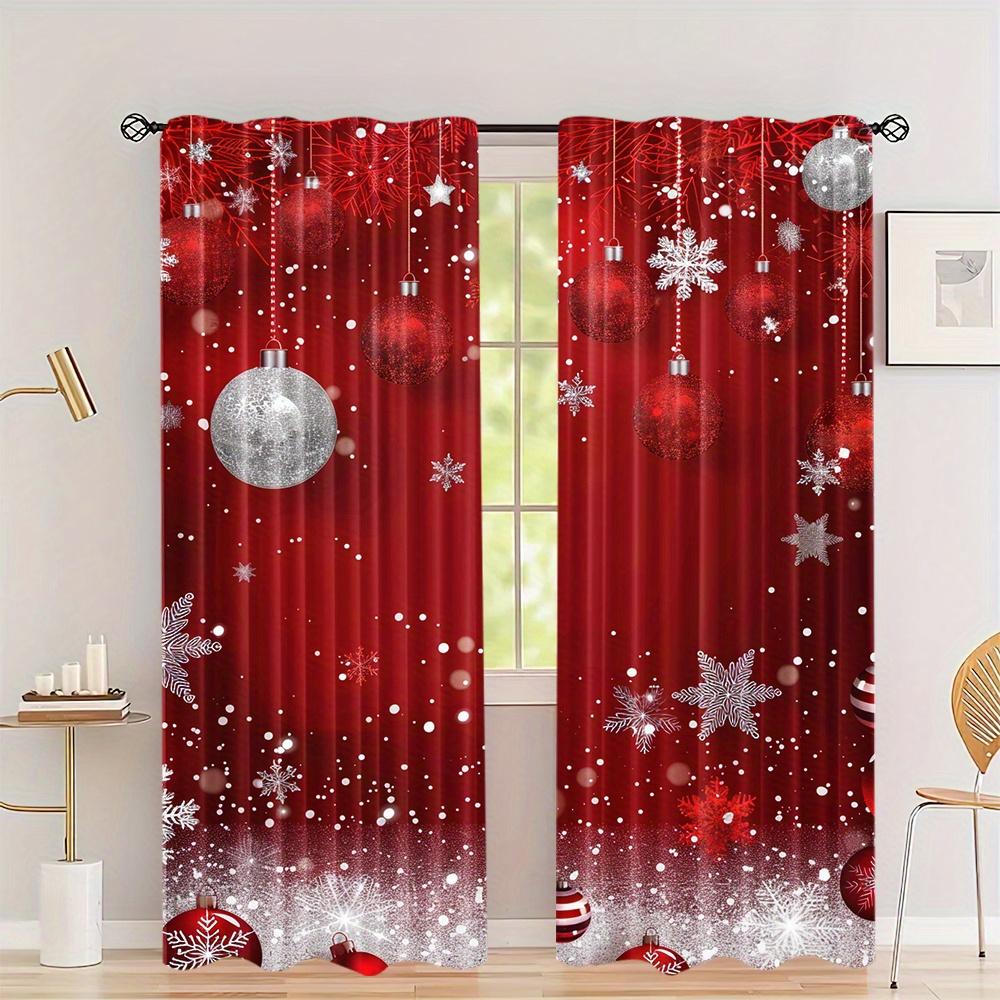 

Красные боке снежинки полузатемняющие шторы 2 шт теплоизоляционные и улучшающие конфиденциальность шторы с карманом для штанги для спальни (W50cmxH130cm)x2&Grommet Top