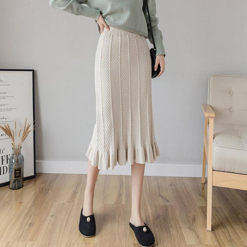 LOAMD Women Skirts Autumn Winter Fishtail Skirts Solid Bag Hip Skirts Women Elegant Bodycon High Waist Bag Hip Skirts