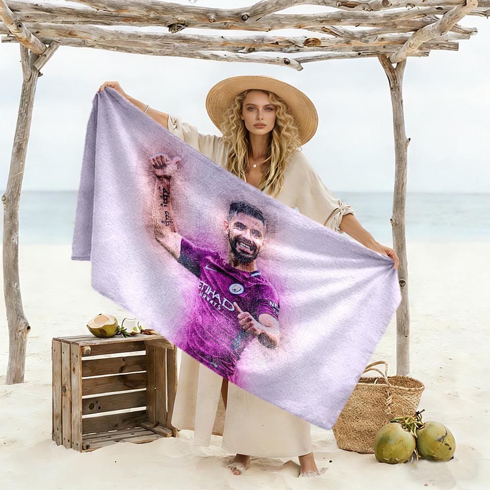 Dynamic Soccer Action Beach Towel Super Soft Microfiber Quickdry Fabric Comfortable Lightweight Suitable for Swimming, Gym, Camping, Yoga Vacation