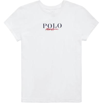 Polo Einfarbiges Logo Buchstaben Kurzarm T-Shirt Damen Oberteile Weiß 211847078-001