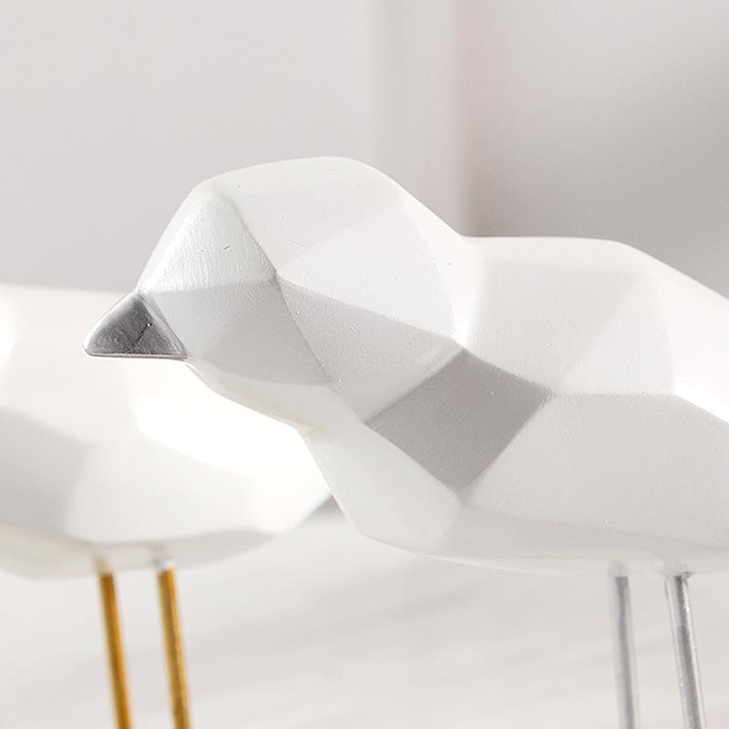 Modern Cute Resin Bird Figurine European Ornaments Geometric Origami Animal Statue Home Office Decor Gift  ZM903