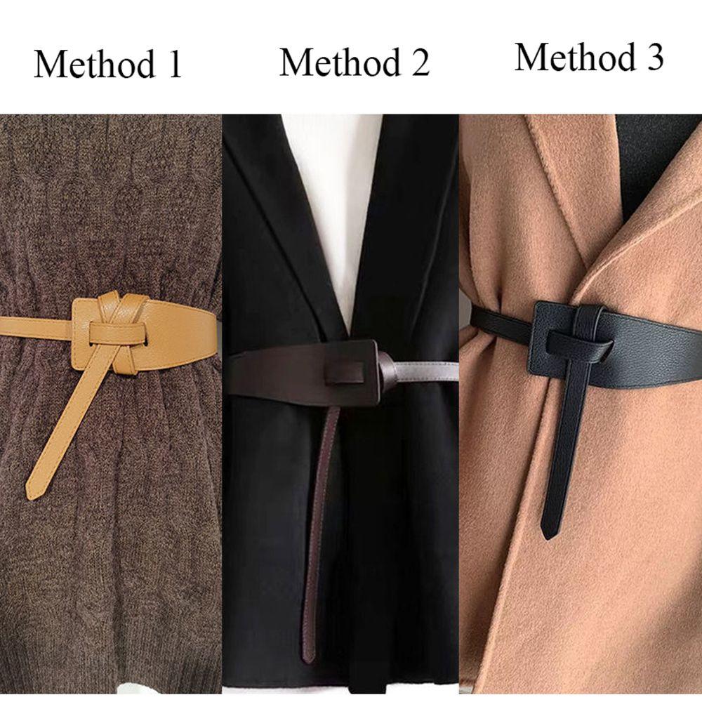 Coat Decorations Coat Knotted Thin Knotted Waist Strap Corset Belt PU Leather Belt Women Waistbands