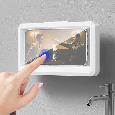 Wasserdichter Telefonhalter für das Badezimmer, für die Wand, für Telefonhülle, Ständer, selbstklebende Touchscreen-Telefonhalterung, Aufbewahrung für die Dusche