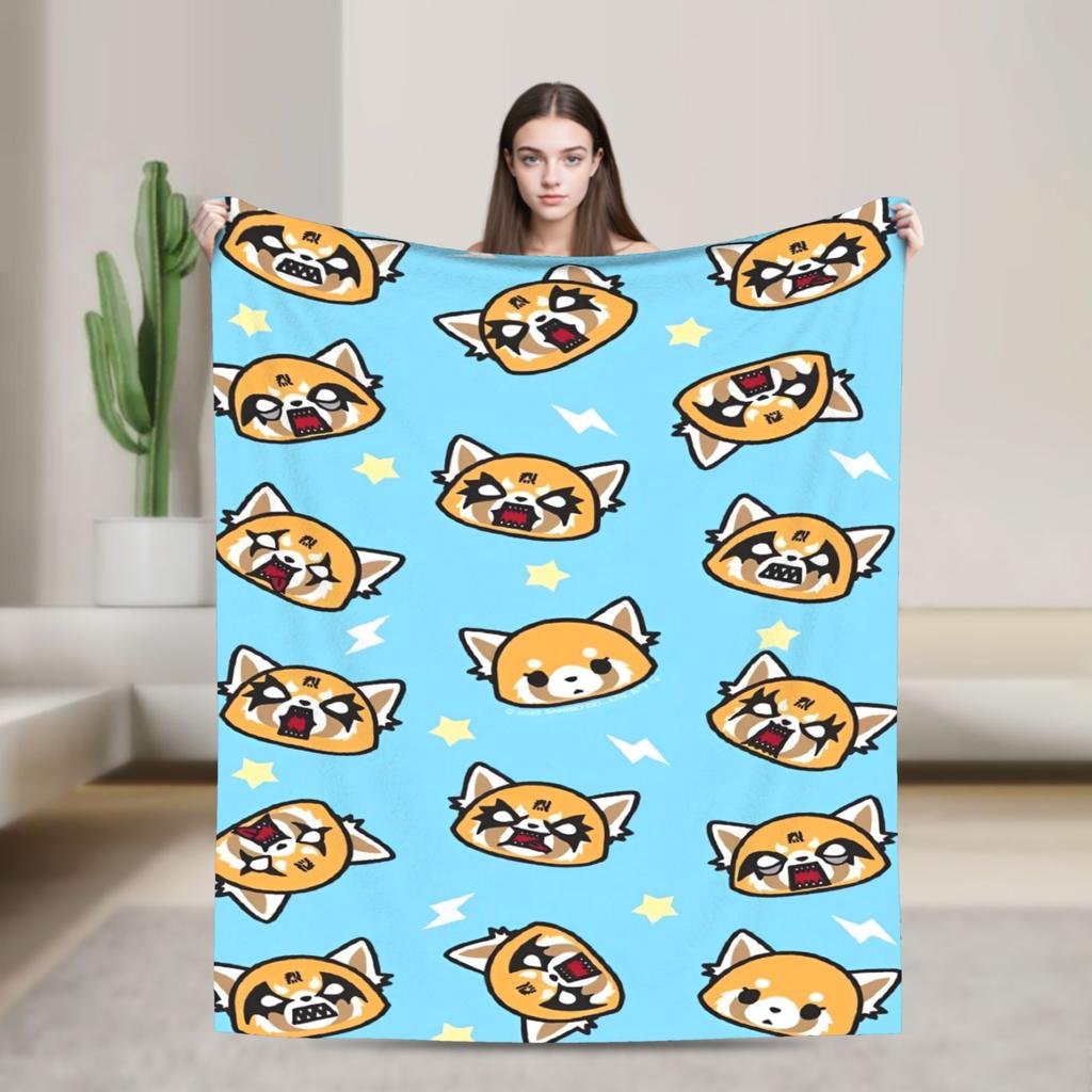 Cartoon Cute Aggretsuko Graffiti  Blanket Quality Warm Soft  Bedding Throws Winter Picnic Couch Chair Sofa Bed Graphic Bedspread