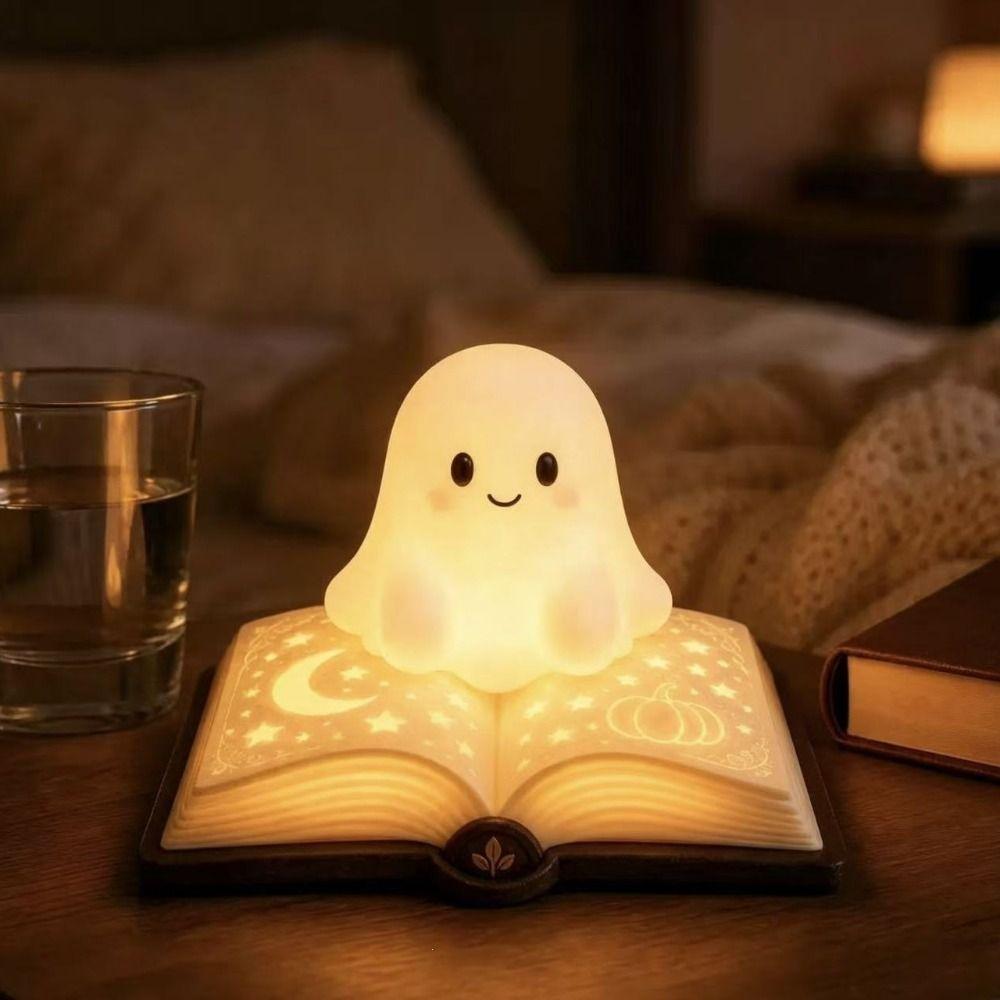 Warm Glow Resin Night Light Soft Lighting Desktop Ornament Ghost Night Light Home Decoration
