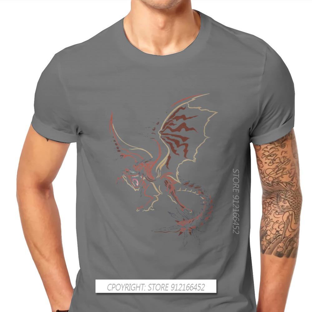 Rathalos Black TShirt Monster Hunter Felyne Palico Game Homme T-Shirts Tee Pure Cotton Oversize Short Sleeve