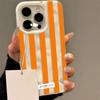 Orange Striped Aesthetic Phone Case for iPhone 17 16 Pro Max 15 Pro 14 Plus 13 12 11 17 Air 16E Glossy Shockproof Soft TPU Cover