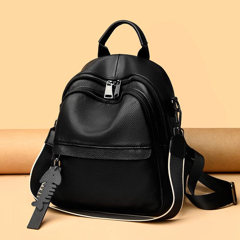 Vintage Genuine Leather Backpack for Women Luxury Designer Casual Travel Backpack Women's School Bag