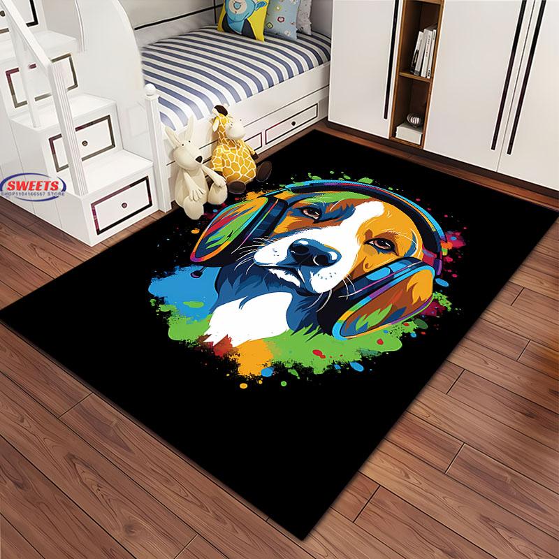 Zvířecí téma Roztomilý pes Velkoplošný koberec pro domácí obývací pokoj Dětská ložnice Pohovka Vstupní rohožka Kuchyňská podlahová rohož Protiskluzová Dekorační rohož