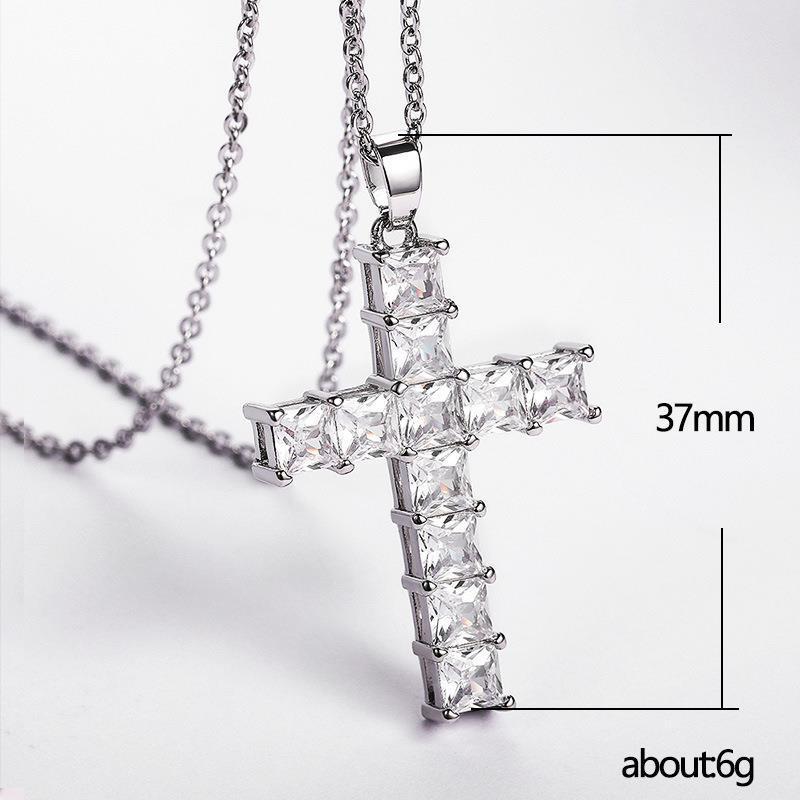 Jesus Cross Pendant Necklaces Sparkling Charm Necklace Punk Jewelry Gift For Women