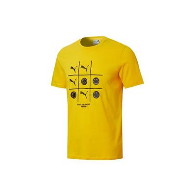 Puma Letter Logo Print Cotton Short Sleeve T-Shirt Unisex Tops Yellow 530017-81