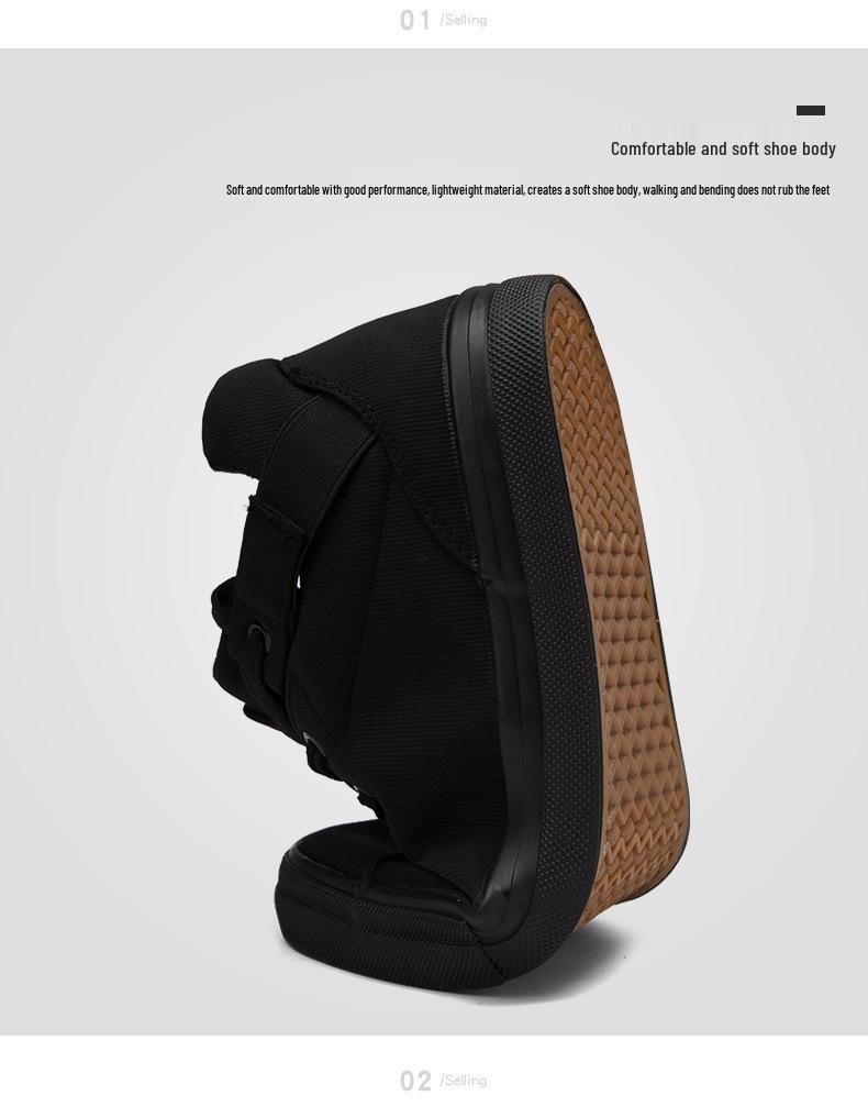 Men's Trendy All-Black Canvas Sneakers for Summer, Work, and Skateboarding.