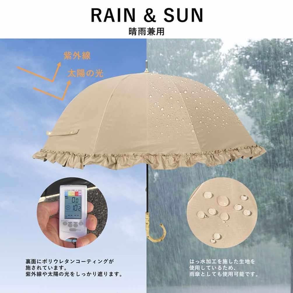 Ogawa Cynthia Frilled UV or Celebration Model 54736 Parasol, Umbrella, 99.9% Protection, Black, Water-Repellent, Stylish, Simple, Gift, Mother's Day,
