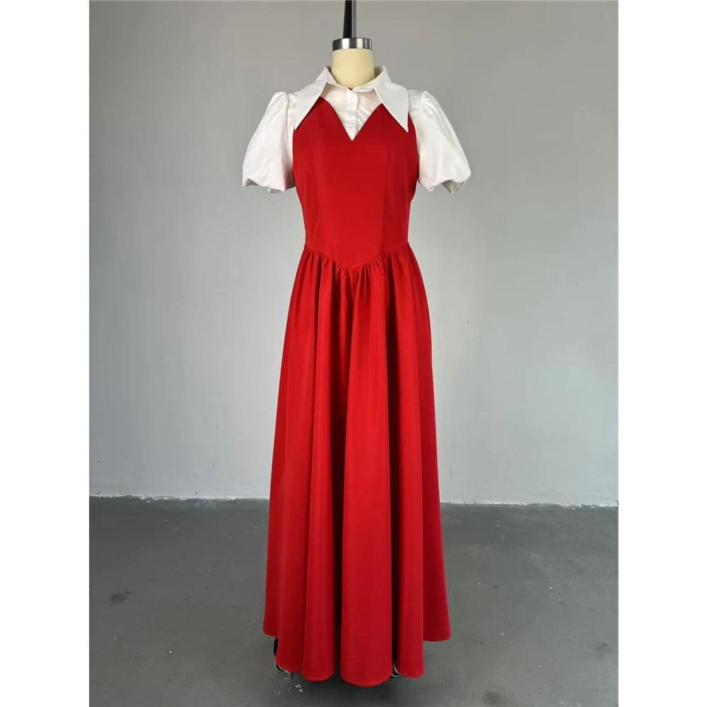 Short Puff Sleeve Sweet Slim Long Women Shirt Dress High Waist Ruched Pleated Beach Streetwear Big Swing Dresses