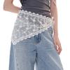 Women S White Lace Tie Triangle Scarf For Jeans Decoration