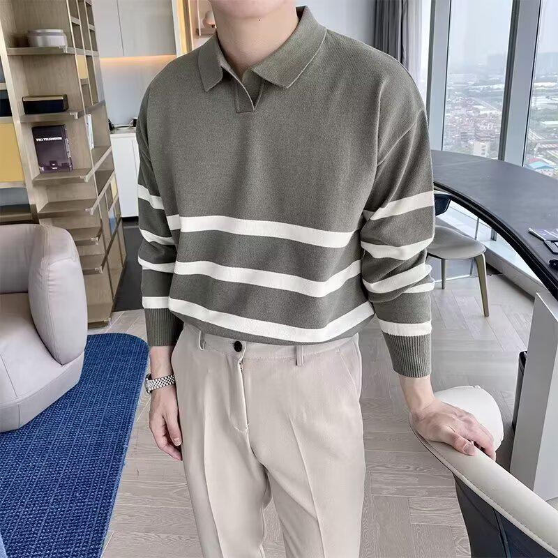 Men's Slim Lapel Knitwear: Versatile Casual Sweater for Spring and Autumn