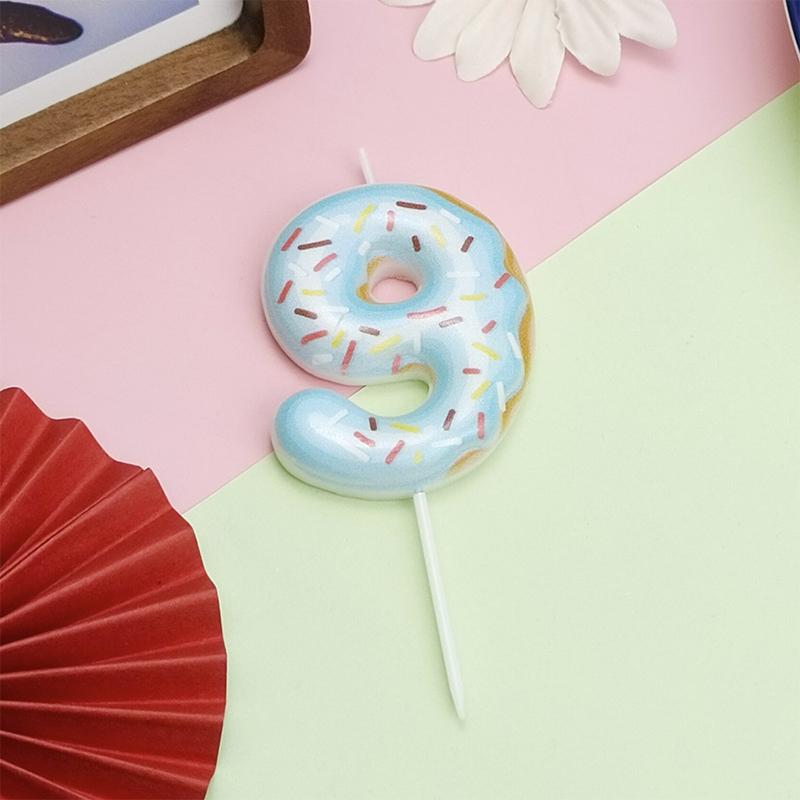 Cute 0-9 Number Candles for Kids Girl Birthday Cake Donut Decor Digital Candle  Cake Topper Wedding Anniversary Party Decor