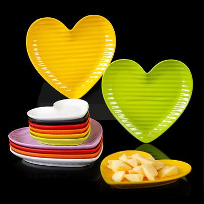 Nordic Creative Heart Shape Seasoning Dipping Dish Imitation Porcelain Home Love Salad Dessert Plate Tableware Fruit Snack Bowls