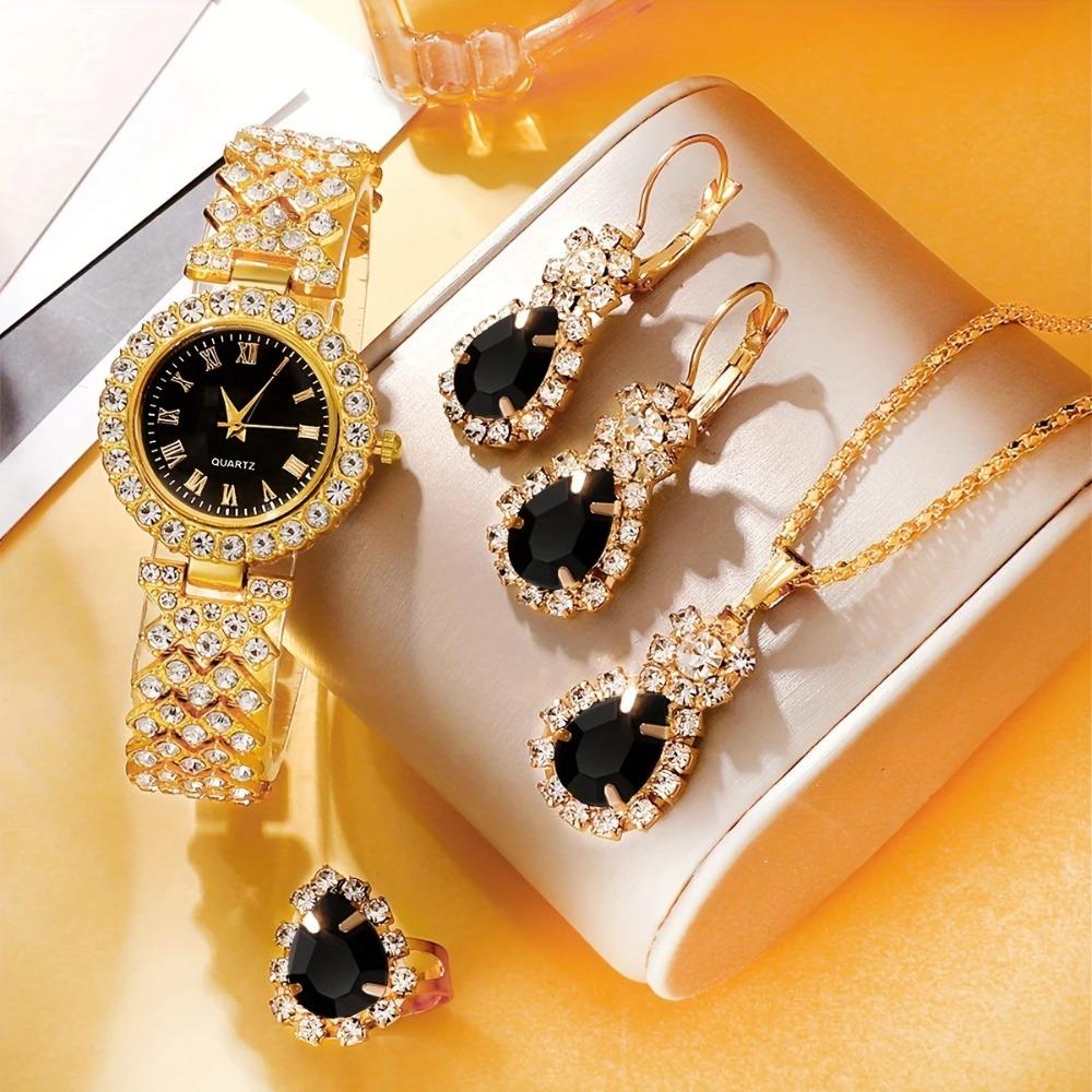 Ceyin European and American Women's Watches, Rhinestone Jewelry, Colored Diamond Quartz Watches, Women's Watches, Exquisite Sets