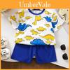 Kinder Cartoon Muster Baumwolle Kurzarm Pyjama Set Für Sommer Komfort Spielzeit