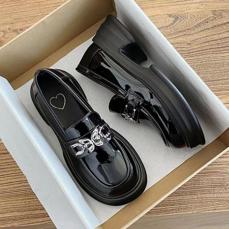 Neue Mode Damen Akademische Slipper Loafers Runde Zehenpartie Einfarbig Komfortable Ballerinas für Herbst Lolita Röcke Casual