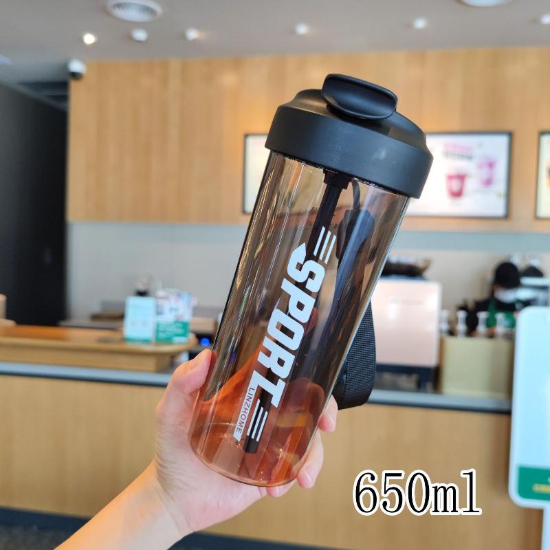 650ML Sports Water Bottles Fitness Portable Water Blender Bottle Milkshake Protein Powder Mixing Cup Transparent Cup