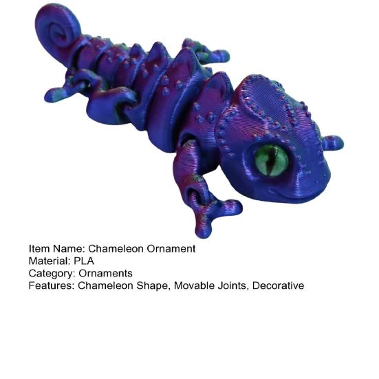 3D Printed Chameleon Figurine Movable Joints Mini Lizard Figure Articulated Animal Model Toy Home Office Bookshelf Desktop Decoration Ornament