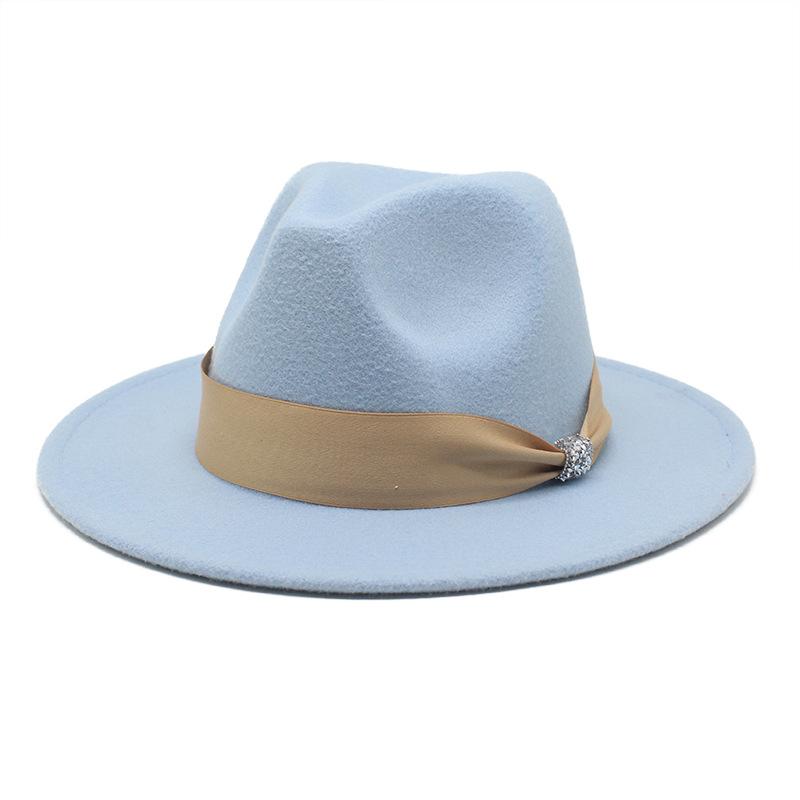 British Woolen Hat Women'S Spring Wide Brim Flat Top Internet Celebrity French Top Hat Flat Edge Imitation Wool Camel Jazz Hat