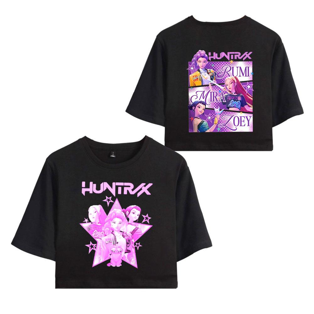 Anime K-Pop Lovci démonů Crop topy Dámské O-výstřih Krátký rukáv Tričko Dívčí móda Dámské Harajuku Krátký rukáv Ležérní