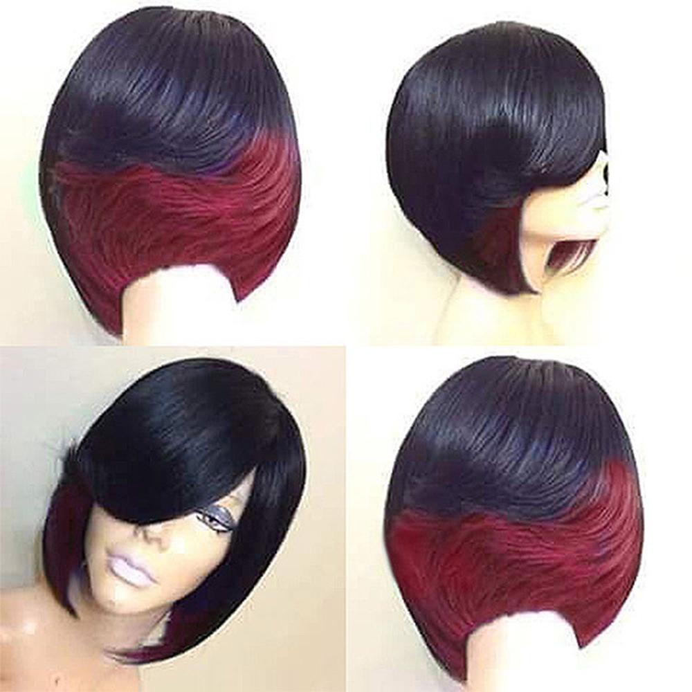 Elegant Short Mix Color Hair Wig With Natural Straight Synthetic Hair For Cosplay