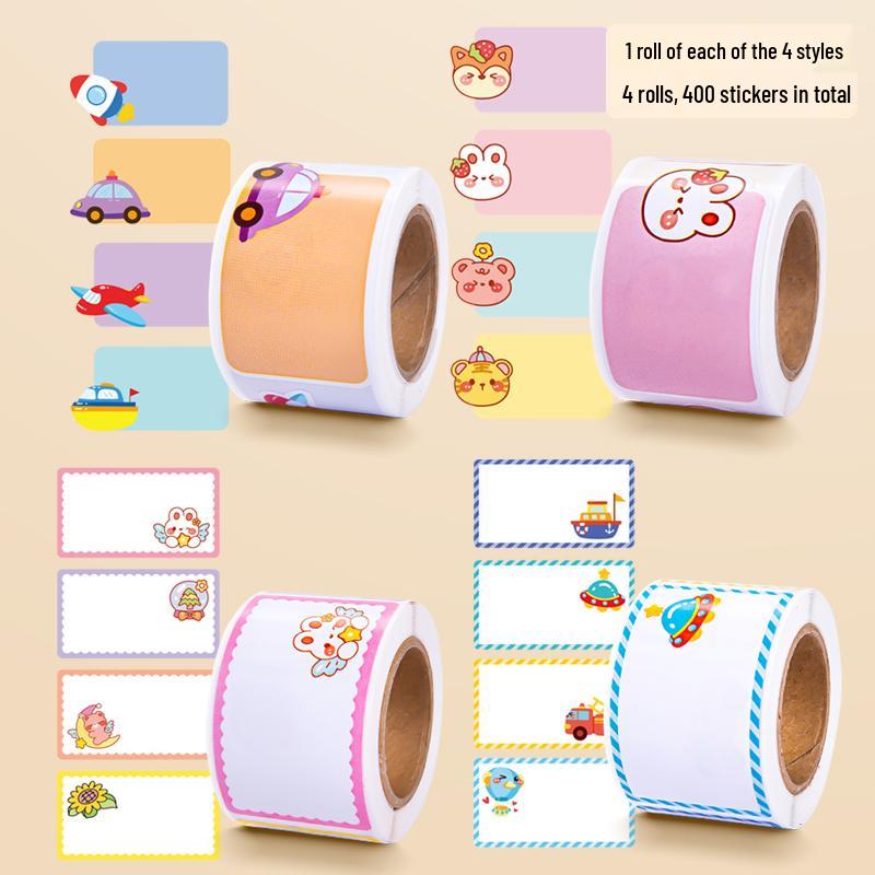 Waterproof Cartoon Name Stickers for Kids' Items - School Bag, Water Cup, and More 