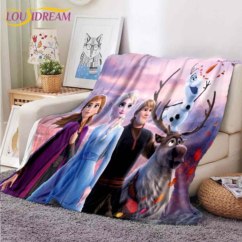3D Cartoon Frozen Blanket Ultra Lightweight Soft Plush Flannel Throws Blanket for Sofa Bed Couch Best Office Gifts