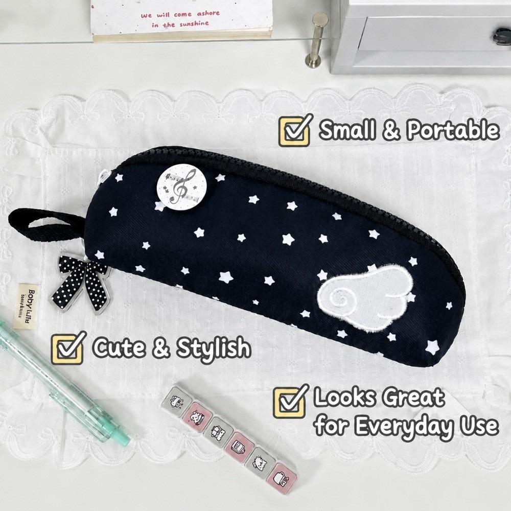 Star Print Pencil Case Large Capacity Pen Bag Durable Stationery Organizer School Office