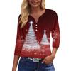 Women's Casual Fashion V-neck Loose Versatile Christmas Print Three-quarter Sleeve Top