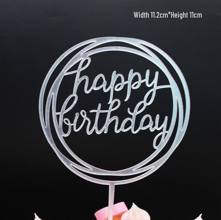 50-Piece Happy Birthday Acrylic Cake Decoration Inserts - Creative English Design for Prosperity, Health, and Longevity