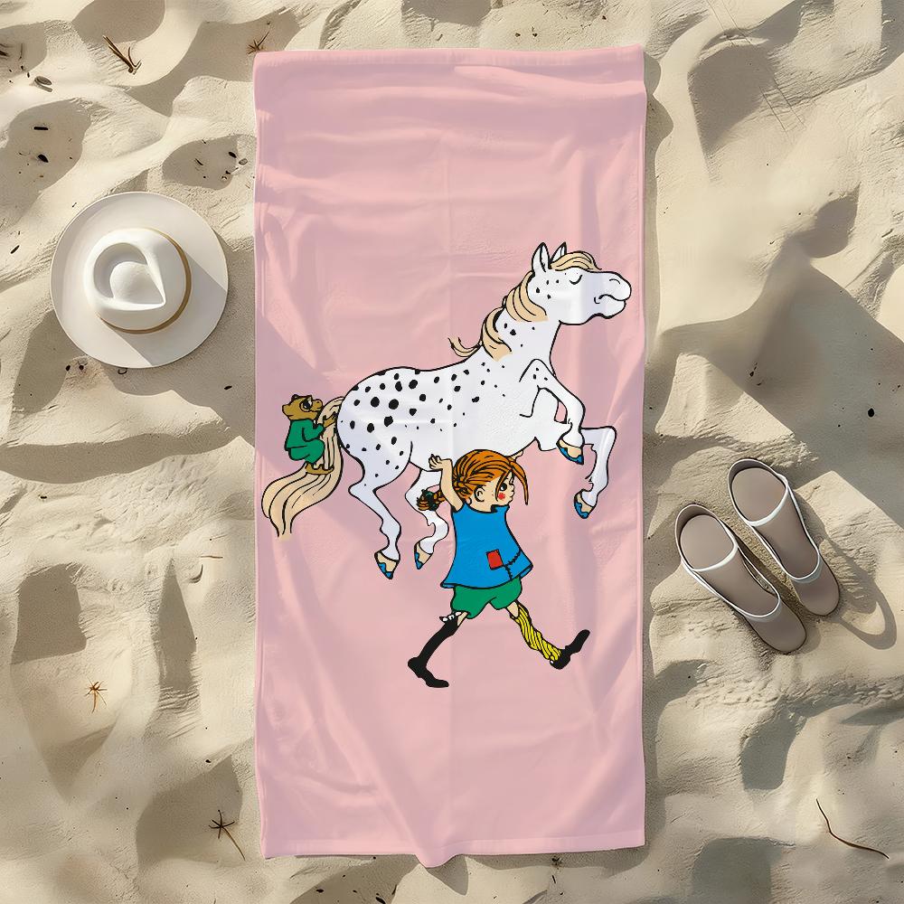 

P-Pippi L-Longstocking Towel For Swim Yoga Gym Quick Drying Soft and skin-friendly Beach Towels All-Season W40*H60(CM)