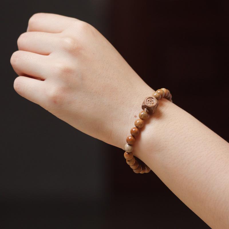 Natural Kukudo Beaded Bracelet: Retro Buddhist Unisex Stackable with High Oil Density Beads.