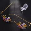 Colorful Caring Glasses Frame Personalized Design Rhinestone Internet Celebrity Blogger Photo Accessories Female