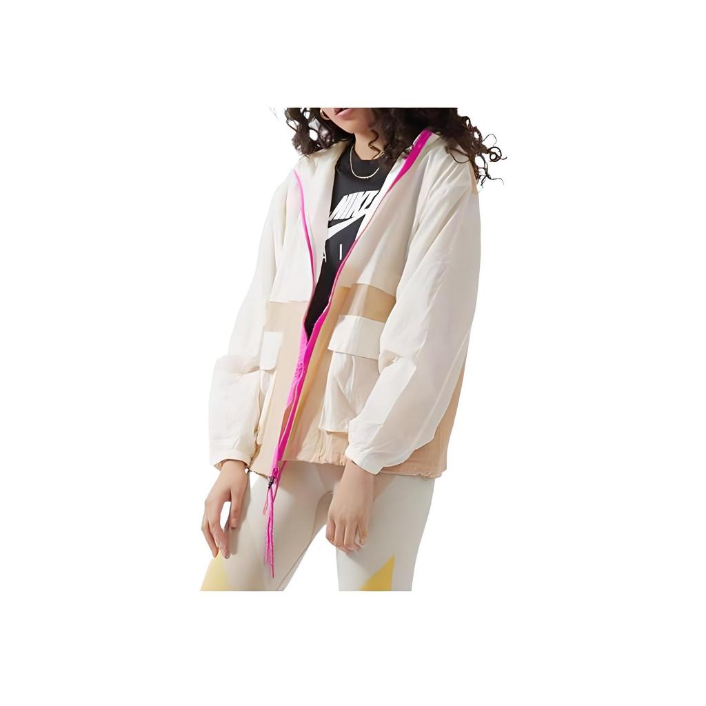 Nike Logo Hooded Zip-Up Woven Outdoor Windbreaker Jacket Women Jackets Pink CJ2295-110